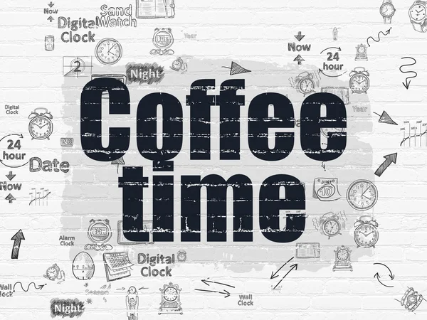 Tid koncept: kaffe tid på väggen bakgrund — Stockfoto