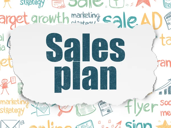 Marketing concept: Sales Plan op papier gescheurd achtergrond — Stockfoto