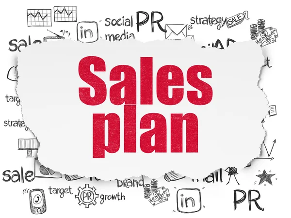 Reclame concept: Sales Plan op papier gescheurd achtergrond — Stockfoto