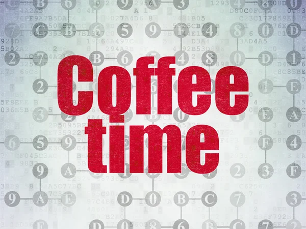 Pojem o čase: káva čas na digitální pozadí — Stock fotografie