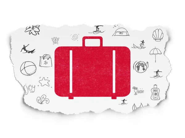 Conceito de turismo: Bag on Torn Paper background — Fotografia de Stock