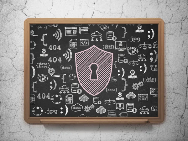 Protection concept: Shield With Keyhole on School Board background — Stock Photo, Image