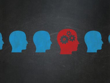 Ekonomi kavramı: Gears'ın kutsal kişilerin resmi üstünde okul yönetimi arka plan ile baş