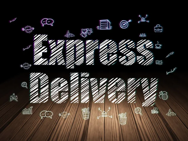 Koncepcja finansowania: Express Delivery w ciemnym pokoju grunge — Zdjęcie stockowe