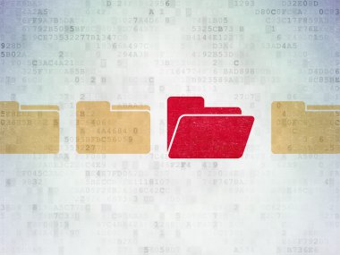 İş kavramı: klasör simgesinde dijital kağıt arka plan