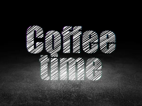 Time concept: Coffee Time in grunge dark room — Stock Photo, Image