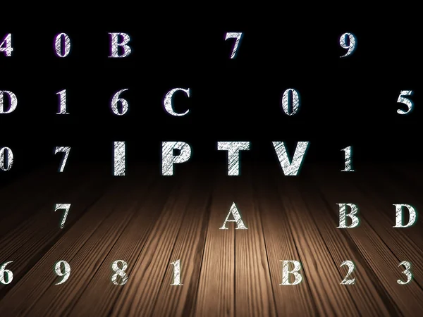 Web geliştirme kavramı: IPTV grunge karanlık odada