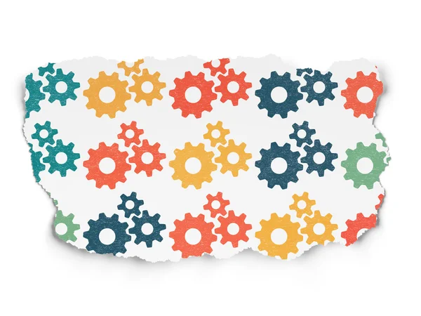 Marketing concept: Gears icons on Torn Paper background — Stock Photo, Image