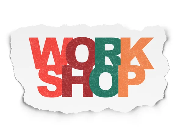 Conceito de educação: Workshop on Torn Paper background — Fotografia de Stock