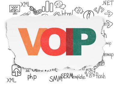Web tasarım konsepti: yırtık kağıt arka plan üzerinde Voip