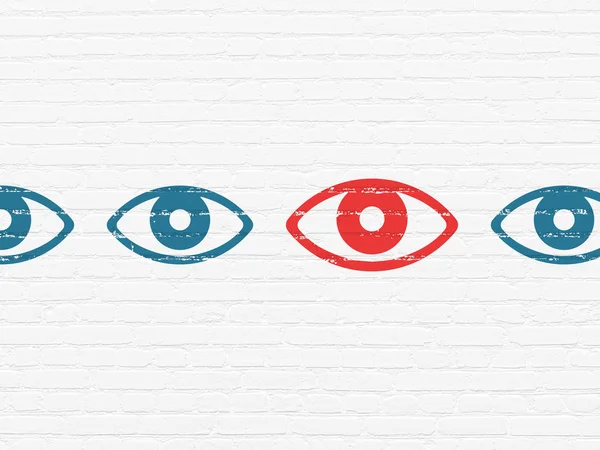 Privacy concept: eye icon on wall background — Stock Photo, Image