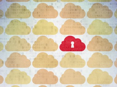 Bulut bilgi işlem kavramı: dijital kağıt arka plan bulut simgesini