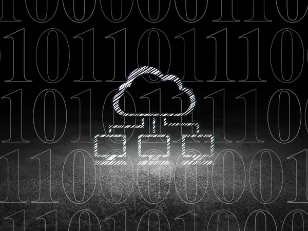 Cloud computing koncepce: Cloud síť v temné místnosti grunge — Stock fotografie