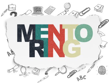 Eğitim kavramı: yırtık kağıt arka plan üzerinde danışmanlık