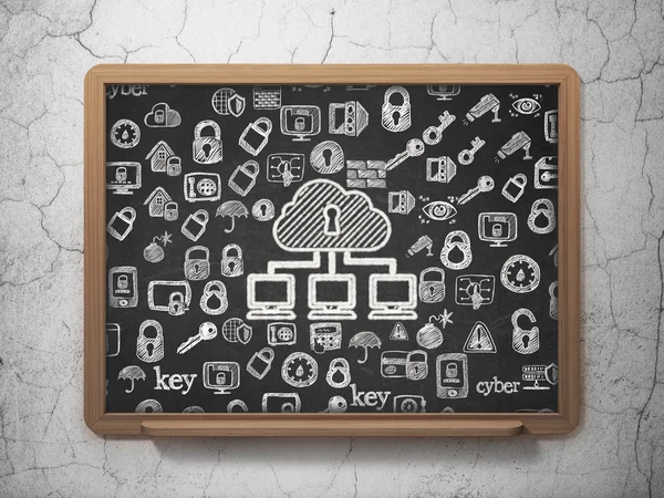 Security concept: Cloud Network on School Board background — Stock Photo, Image