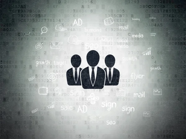 Concetto di marketing: uomini d'affari su sfondo carta digitale — Foto Stock