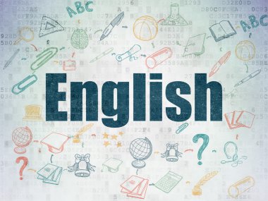 Eğitim kavramı: dijital kağıt arka plan üzerinde İngilizce
