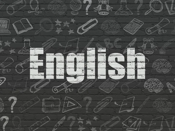 Концепция образования: английский язык на стене — стоковое фото