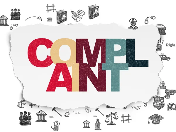 Law concept: Complaint on Torn Paper background