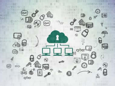 Güvenlik kavramı: dijital kağıt arka plan bulut ağda