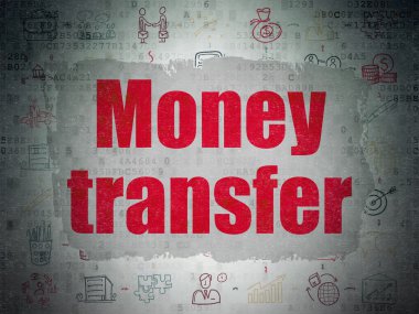 Ekonomi kavramı: para transferi dijital kağıt arka plan üzerinde
