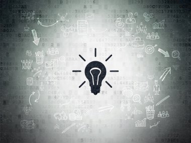 Ekonomi kavramı: ampul dijital kağıt arka plan üzerinde