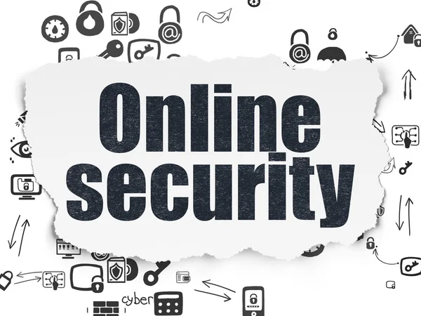 Koncepcja bezpieczeństwa: bezpieczeństwo Online na tle rozdarty papier — Zdjęcie stockowe