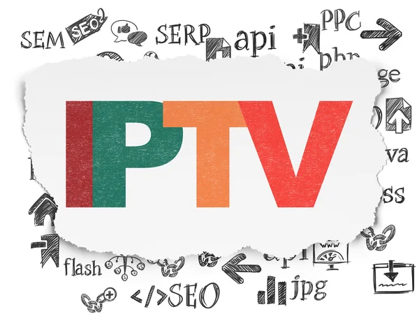 Conceito de Web design: IPTV no fundo de papel rasgado — Fotografia de Stock