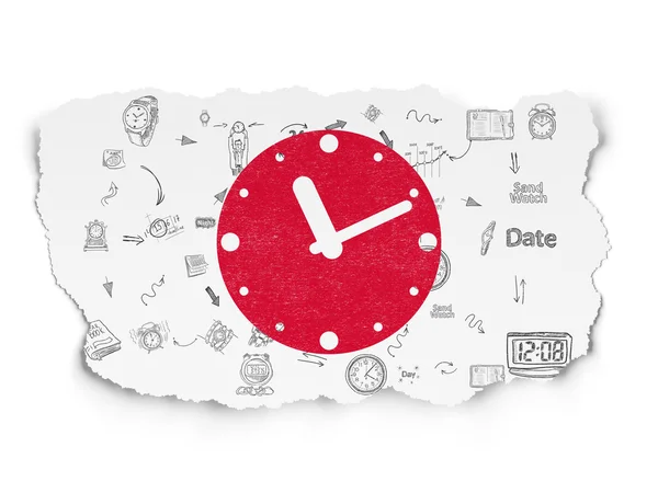 Timeline concept: Clock on Torn Paper background — Stock Photo, Image