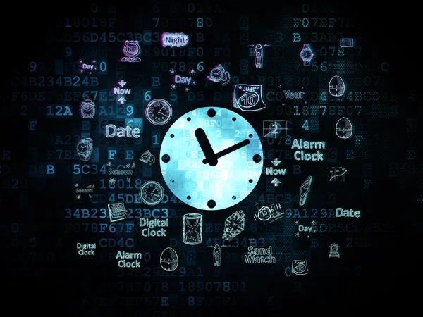 Tidskoncept: Klocka på digital bakgrund — Stockfoto