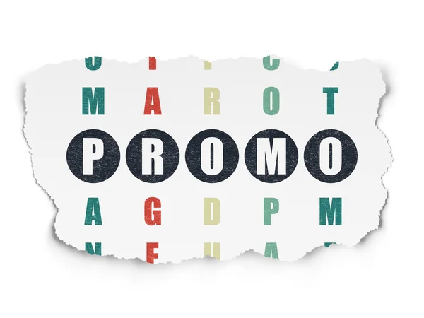Koncepcji reklamy: word Promo w rozwiązywanie krzyżówki — Zdjęcie stockowe