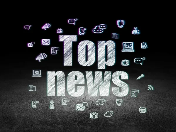 News concept: Top News in grunge dark room — Stock Photo, Image