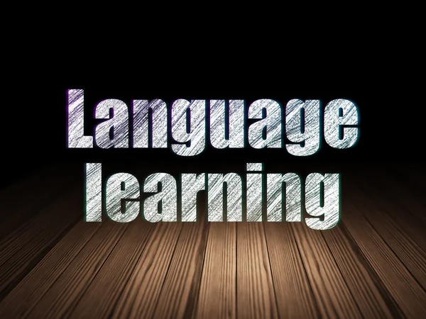 Education concept: Language Learning in grunge dark room — Stock Photo, Image