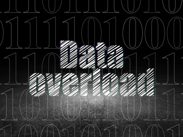 Datenkonzept: Datenüberlastung im Grunge Dark Room — Stockfoto