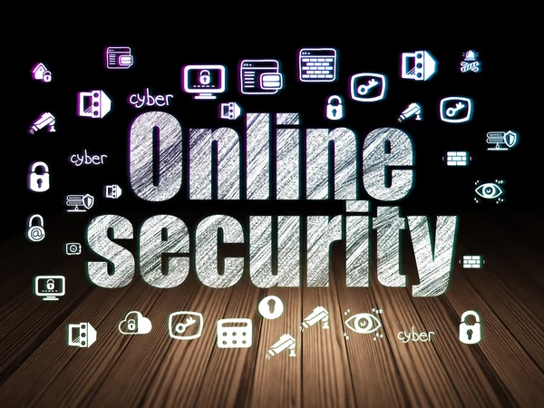 Veiligheidsconcept: Online veiligheid in grunge donkere kamer — Stockfoto