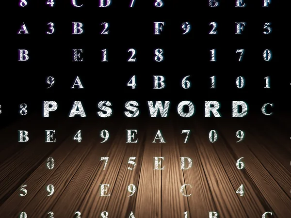 セキュリティの概念: グランジ暗い部屋でパスワード — ストック写真
