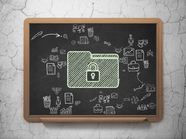 Finance concept: Folder With Lock on School Board background — Stock Photo, Image