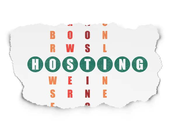 Web ontwerp: woord Hosting bij het oplossen van kruiswoordraadsel — Stockfoto