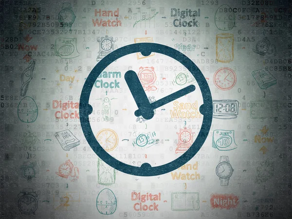 Концепция времени: часы на фоне цифровой бумаги — стоковое фото