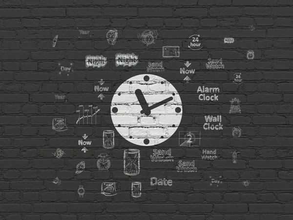 Concepto de línea de tiempo: Reloj en el fondo de la pared — Foto de Stock