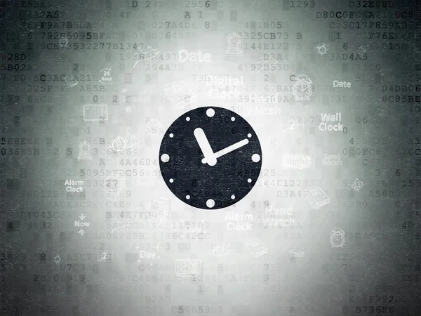 Концепция времени: часы на фоне цифровой бумаги — стоковое фото