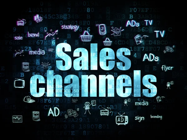 Conceito de publicidade: Canais de vendas em fundo digital — Fotografia de Stock