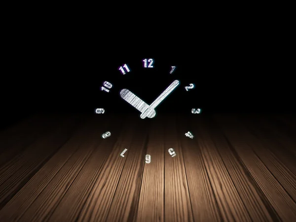Concepto de tiempo: Reloj en el cuarto oscuro grunge — Foto de Stock