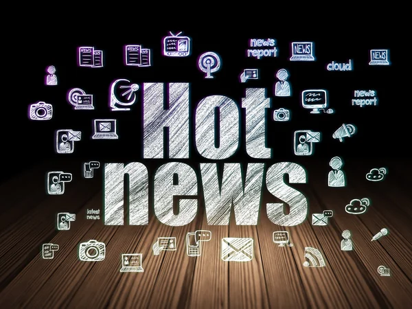 News concept: Hot News in grunge dark room — Stock Photo, Image