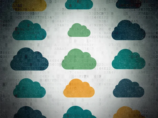 Cloud networking concept: Cloud icons on Digital Paper background — Stock Photo, Image