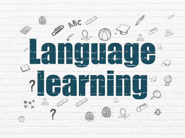 Education concept: Language Learning on wall background