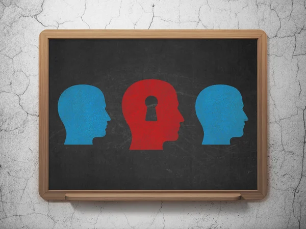 Education concept: head with keyhole icon on School Board background — Stock Photo, Image