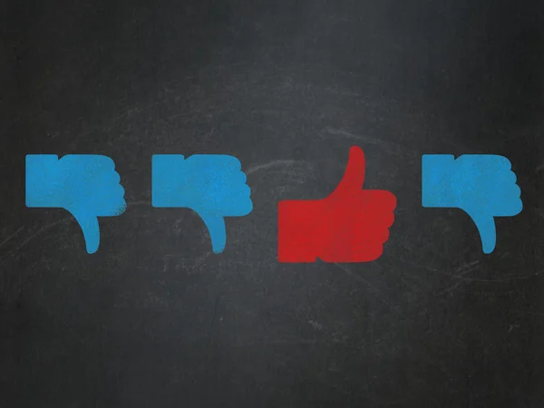 Social network concept: thumb up icon on School Board background — Stock Photo, Image