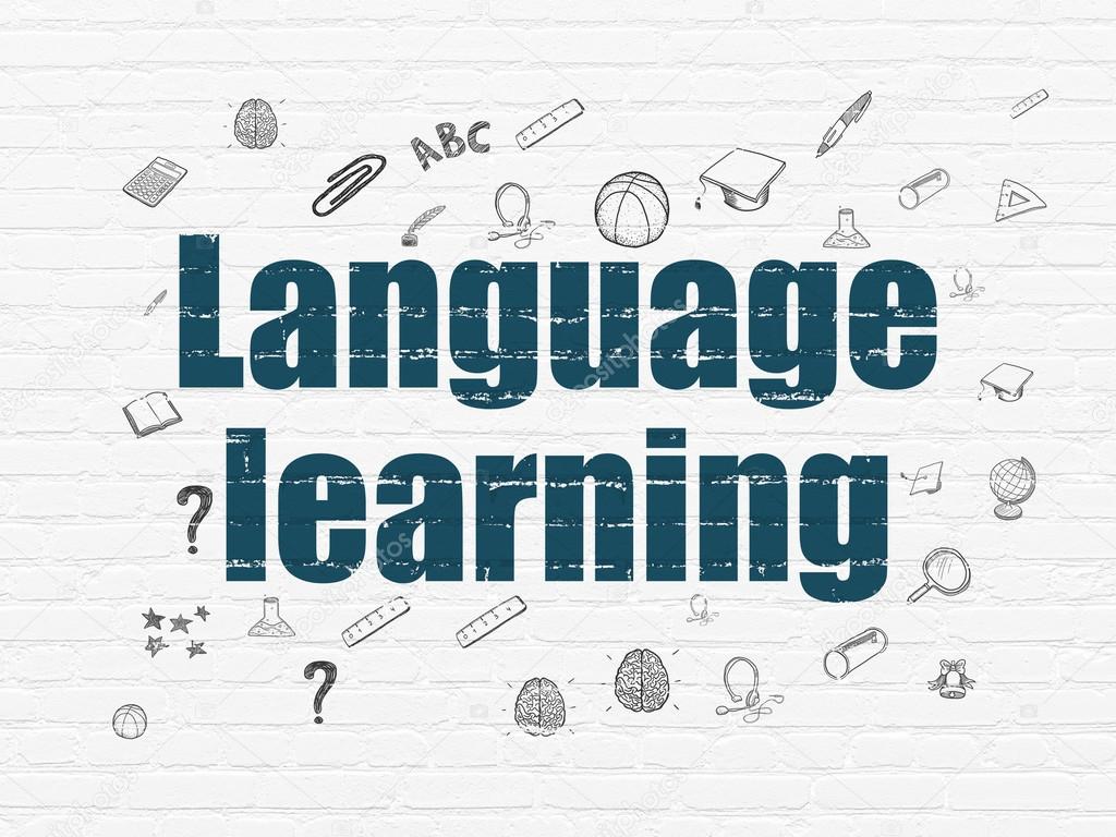 Education concept: Language Learning on wall background