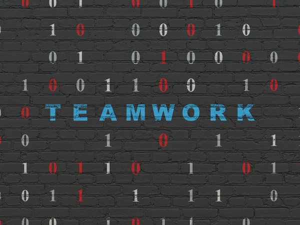 Financiën concept: teamwerk op muur achtergrond — Stockfoto